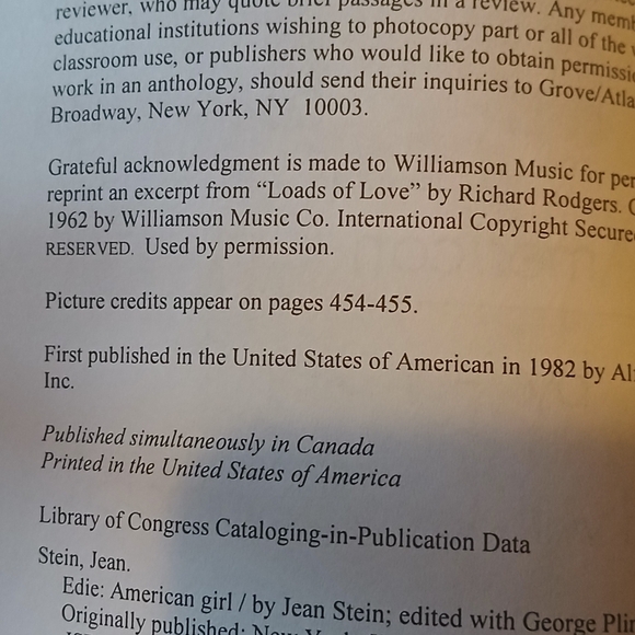 Edie: American Girl Paperback –1982 English edition  by Jean Stein/ George P - Picture 3 of 11